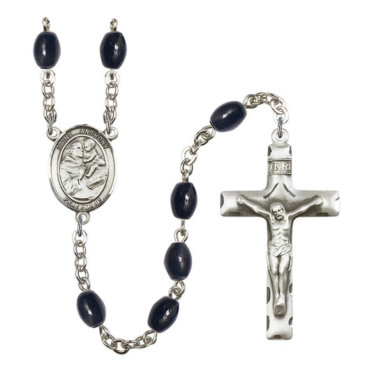 St. Anthony Of Padua 8X6mm Black Onyx Rosary