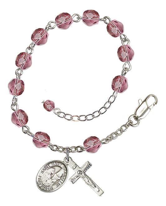 St. Mary Magdalene Purple February Rosary Bracelet 6mm