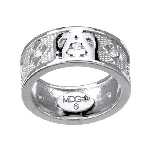Ave Maria Sterling Silver & CZ Rosary Ring