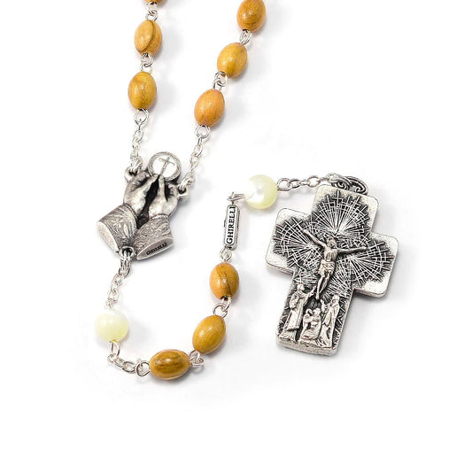 Olive Wood & Mother of Pearl Holy Mass Rosary