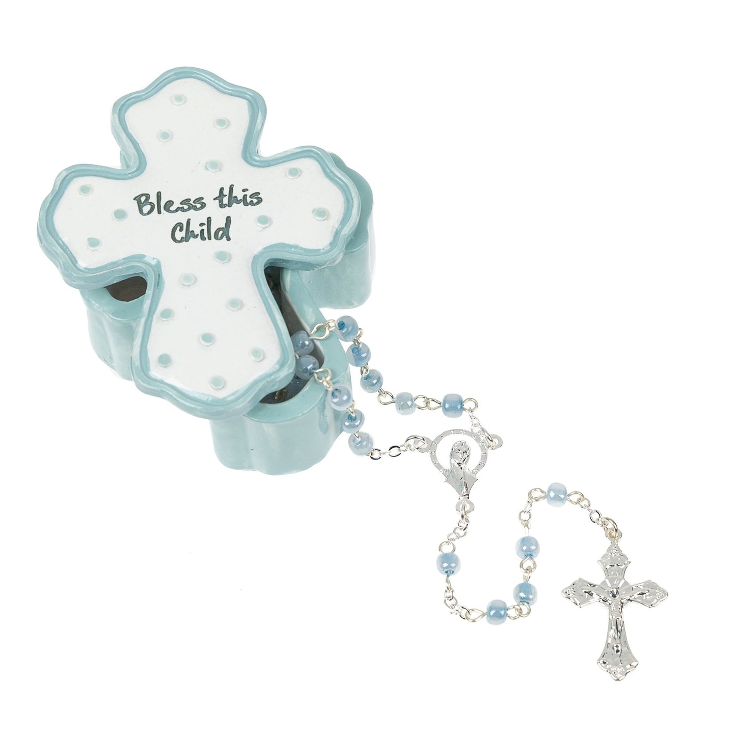 Bless this Child Rosary with Box - Blue