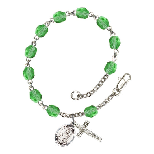 St. Lucy Green August Rosary Bracelet 6mm