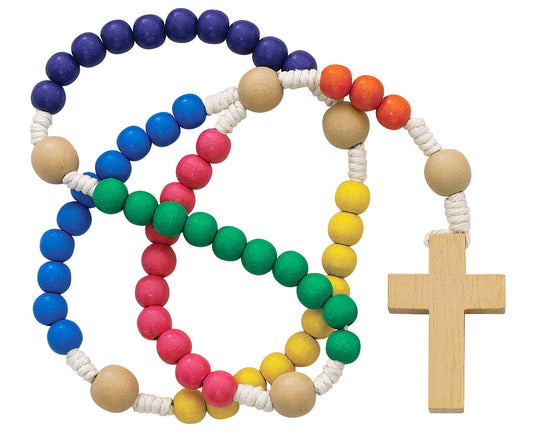 Wood Multi-Colored Children's Corded Rosary