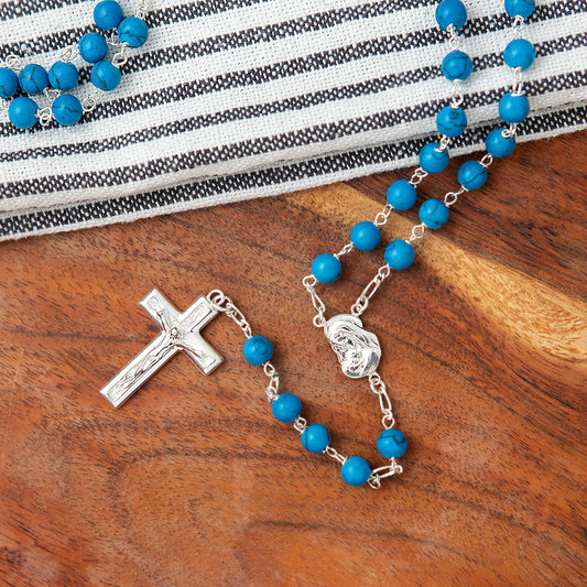 Turquoise Blue & Sterling Silver Rosary