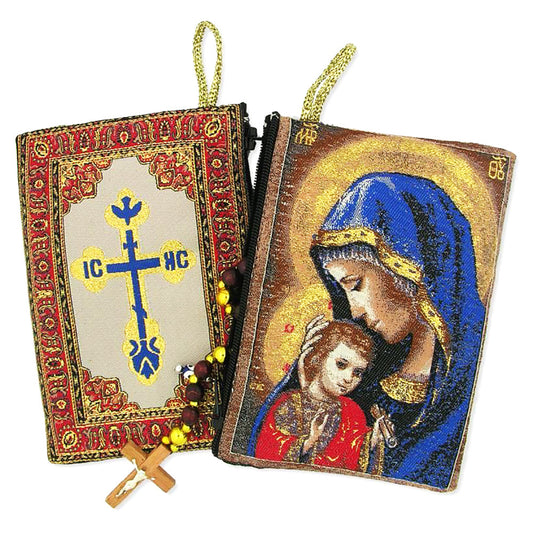 Our Lady's Embrace Tapestry Rosary Pouch