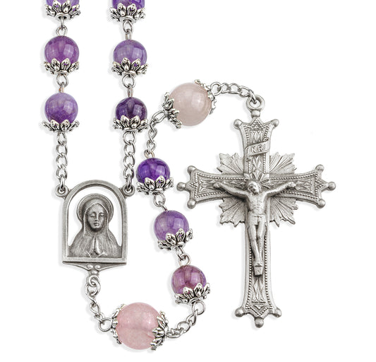 Capped Amethyst Gemstone Rosary
