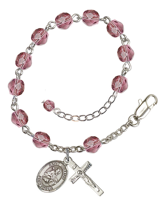 St. William Of Rochester Purple February Rosary Bracelet 6mm