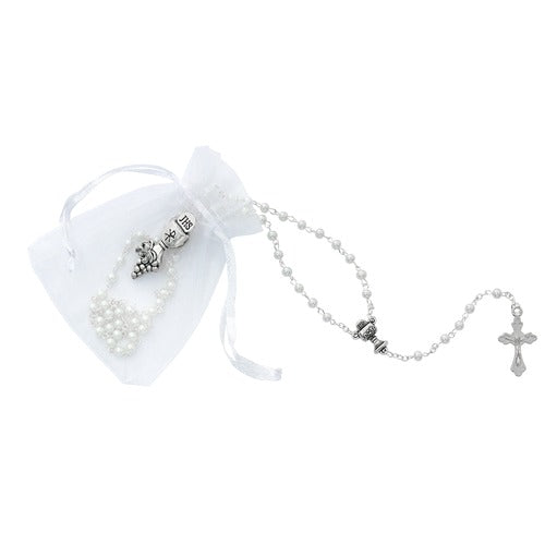 First Communion Pouch with Rosary and Pin