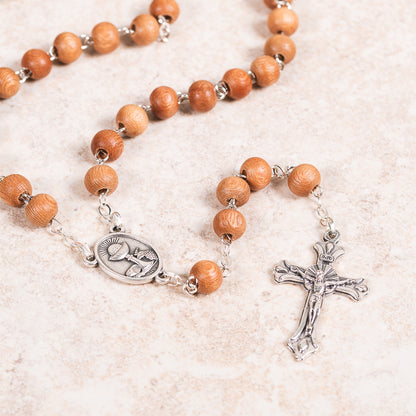 St. Carlo Acutis Sandalwood Rosary, Pin & Pouch Set