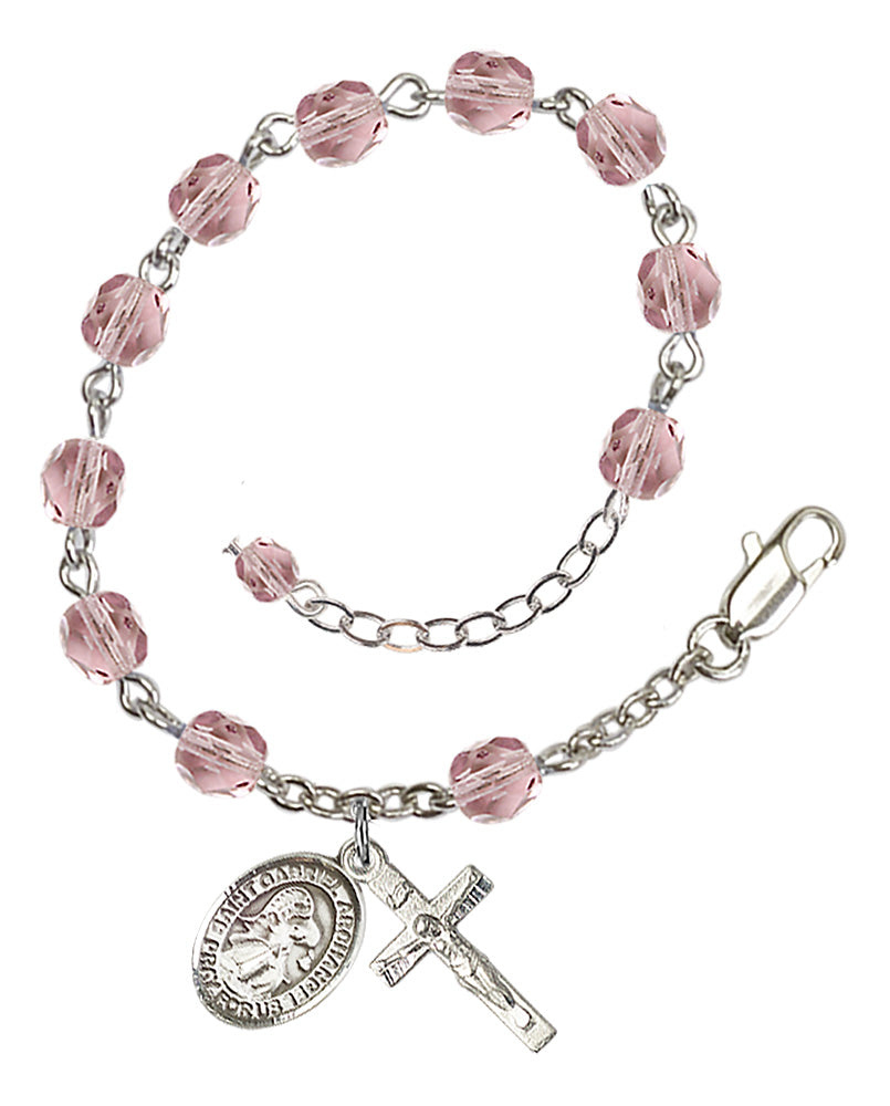 St. Gabriel The Archangel 6mm light purple June Rosary Bracelet