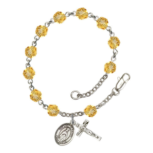 Our Lady Of Fatima Yellow November Rosary Bracelet 6mm