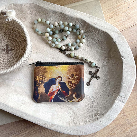 Personalized Our Lady Undoer of Knots Rosary Pouch