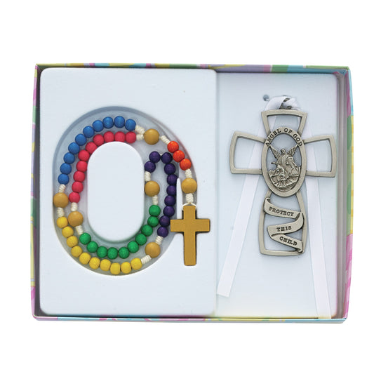 Kiddie Rosary & Crib Cross Set