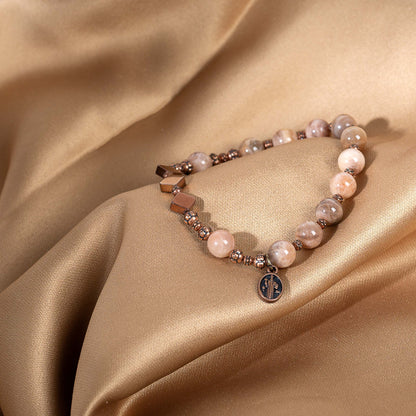 Moonstone & Copper St. Benedict Rosary Bracelet