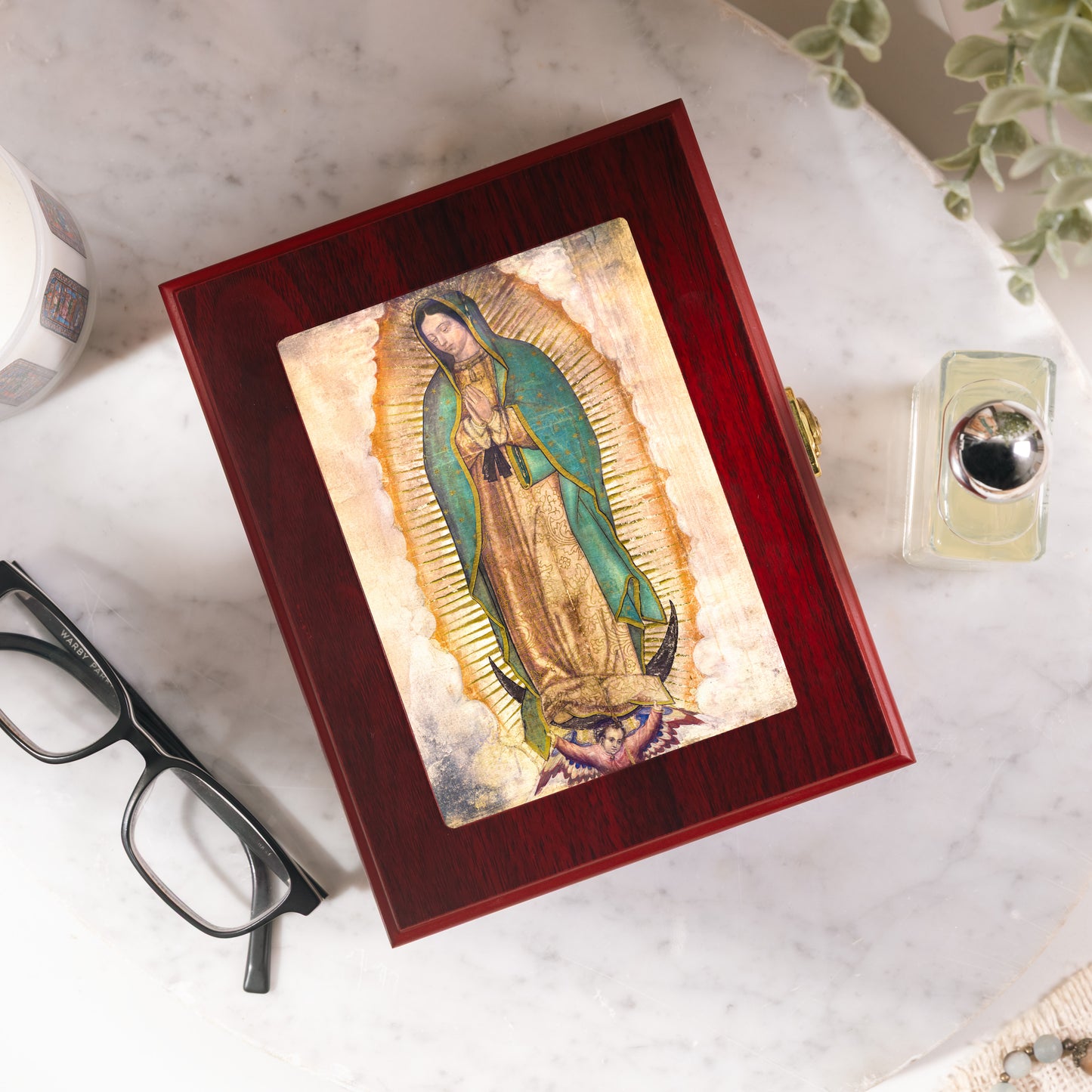 Our Lady Undoer of Knots Cherry Rosary Keepsake Box