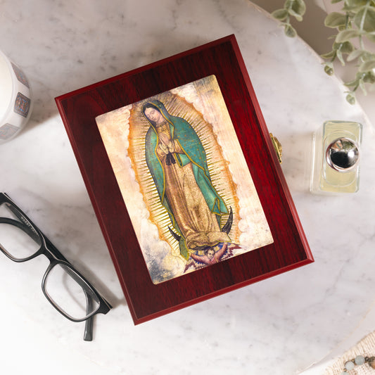 Our Lady Undoer of Knots Cherry Rosary Keepsake Box