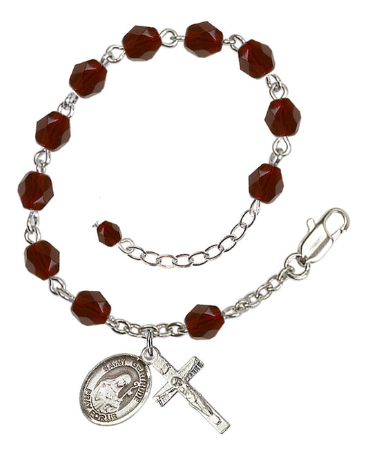St. Gertrude Of Nivelles Red January Rosary Bracelet 6mm