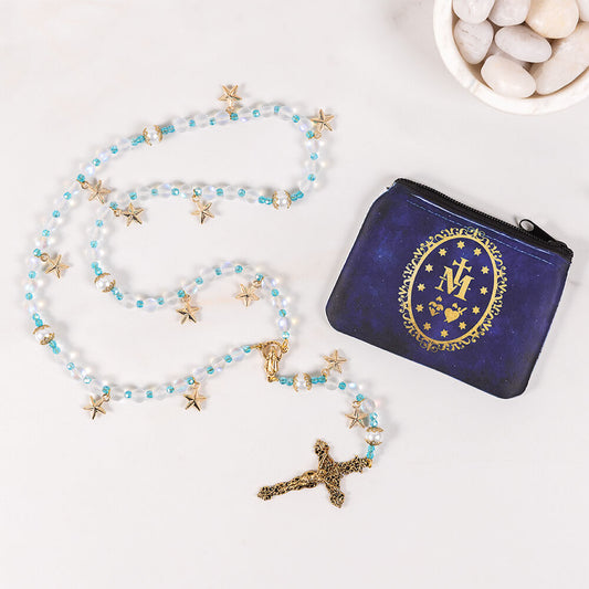Crown of Stars Rosary & Miraculous Rosary Pouch Gift Set