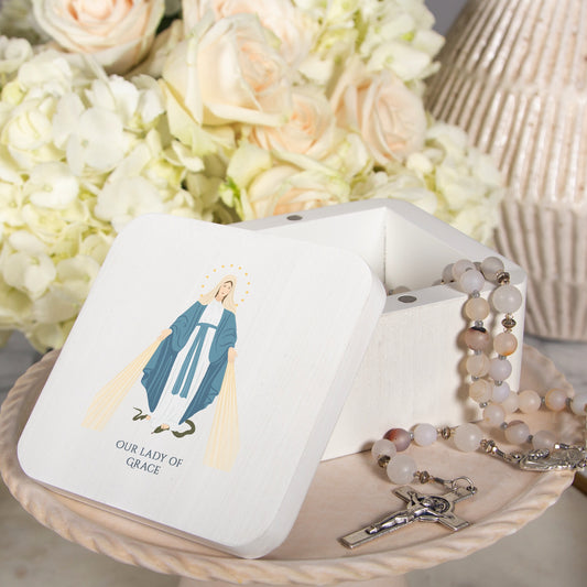Our Lady of Grace White Magnetic box