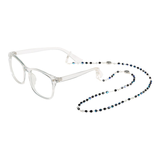 Petite Black Crystal Rosary Eyeglasses Holder