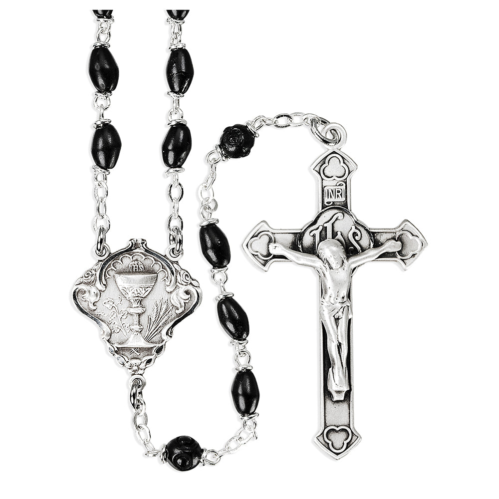 Black Cocoa Bead Eucharist Rosary