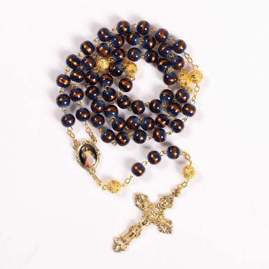 Royal Blue & Gold Divine Mercy Rosary