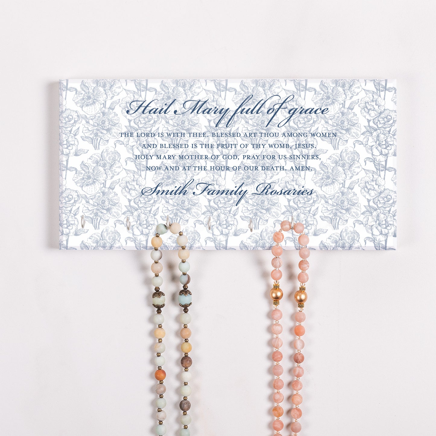 Personalized Hail Mary Toile Rosary Rack