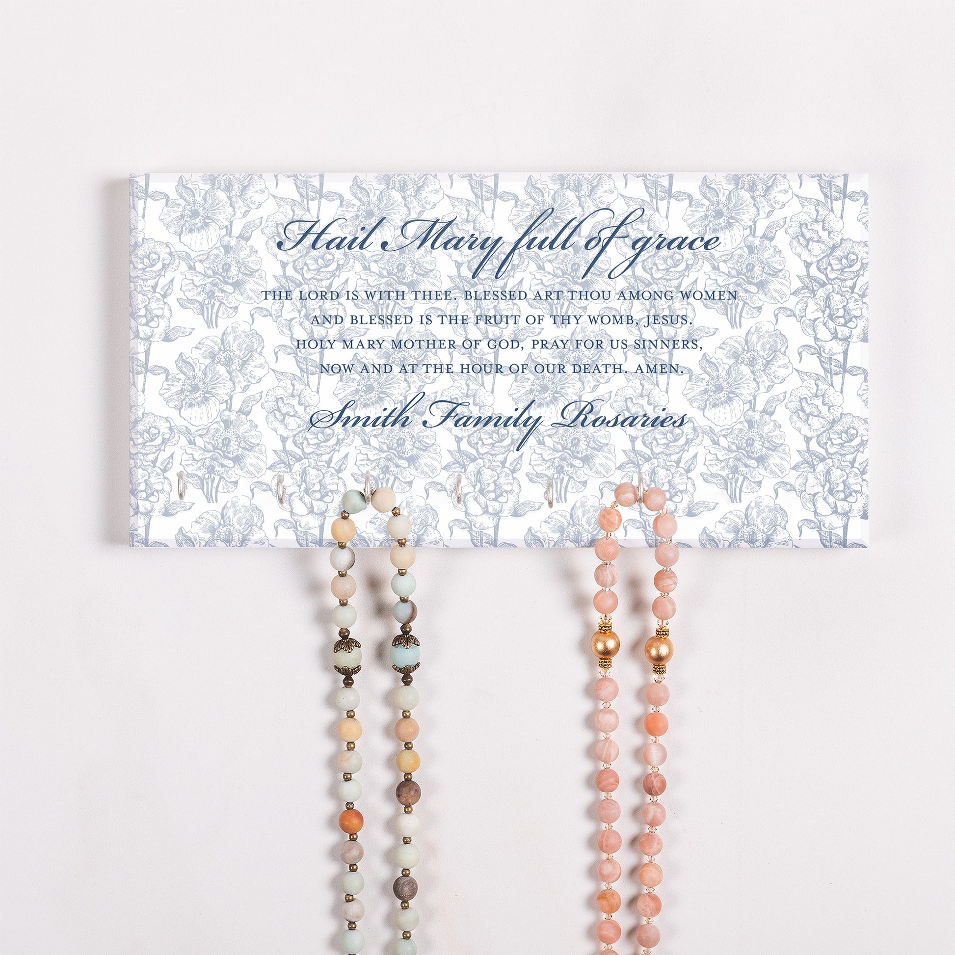 Personalized Hail Mary Toile Rosary Rack