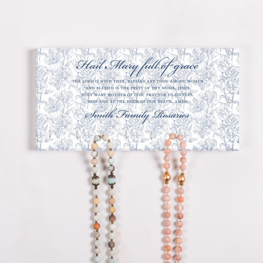 Personalized Hail Mary Toile Rosary Rack