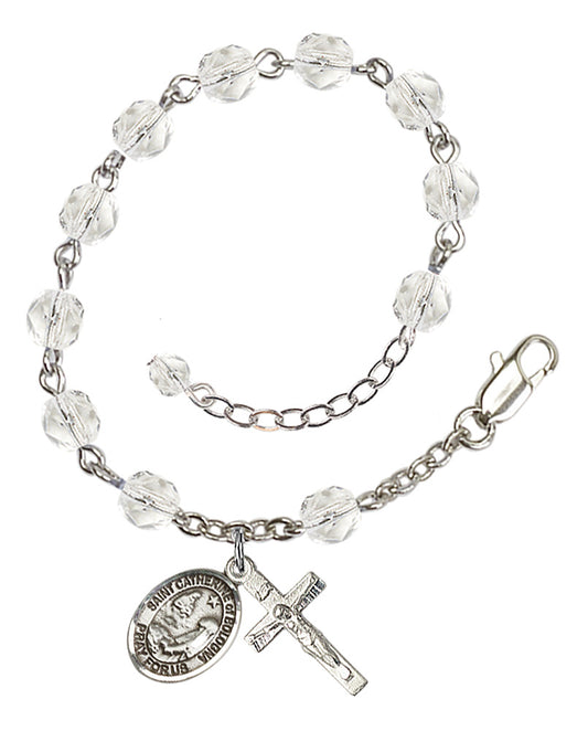 St. Catherine Of Bologna Crystal April Rosary Bracelet 6mm