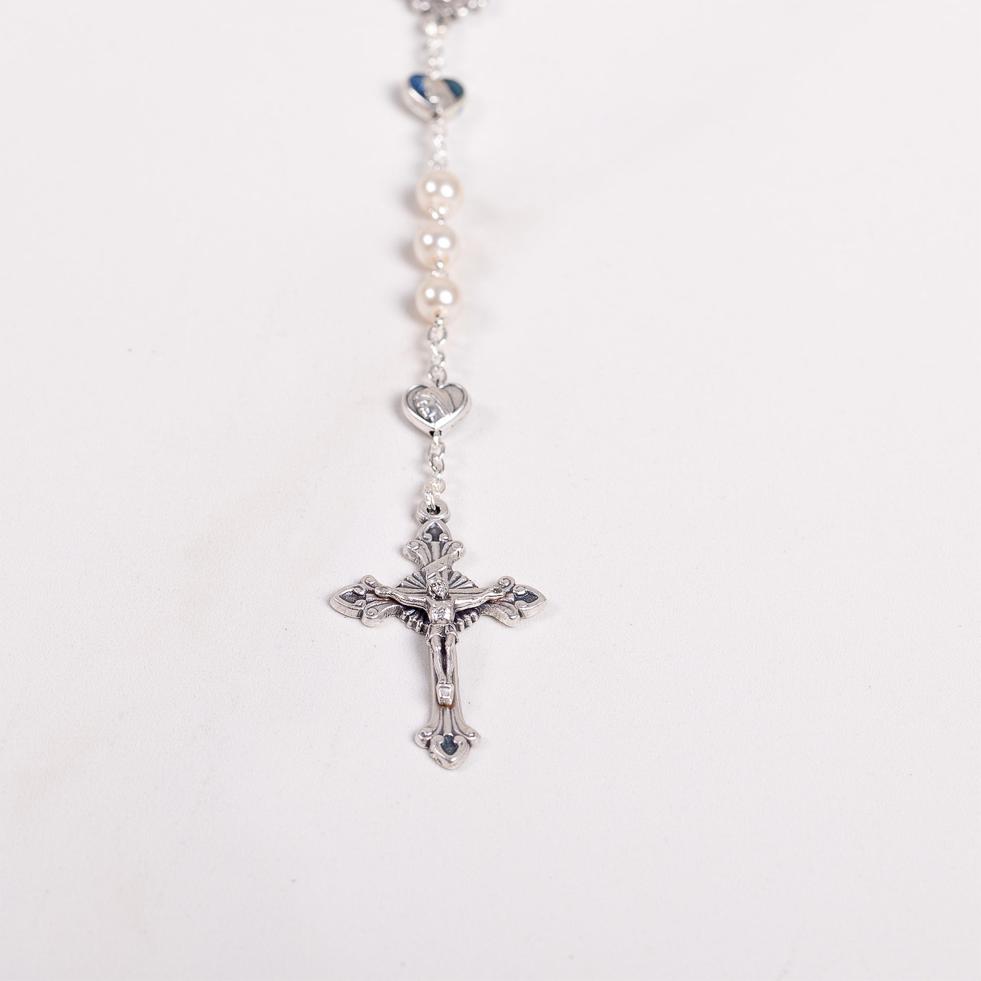Delicate Glass Pearl & Blue Rosary