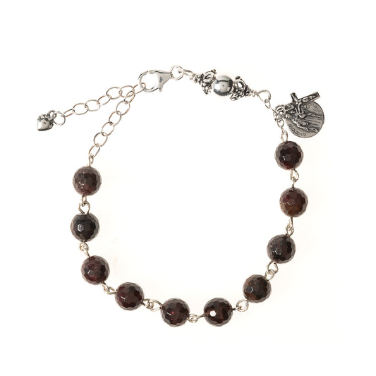 Sterling & Garnet Rosary Bracelet