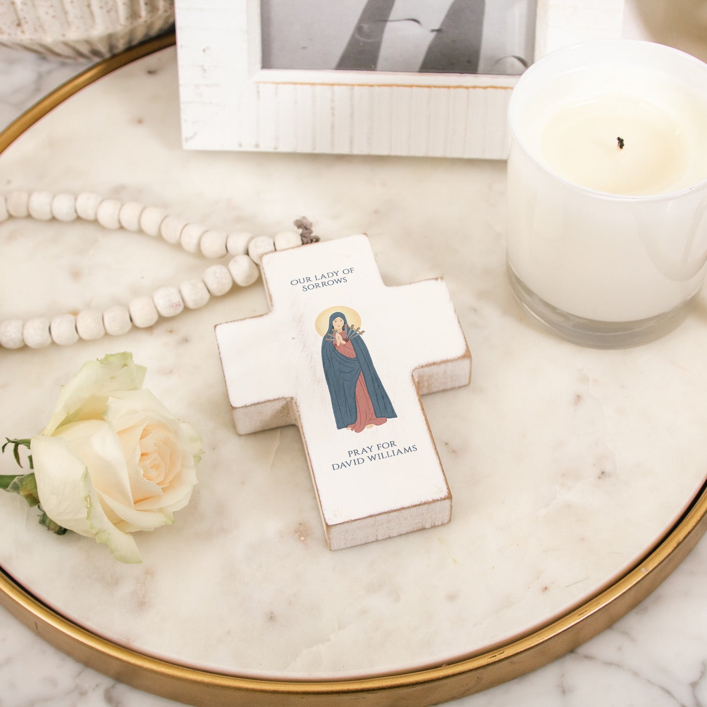 Personalized Our Lady of Sorrows Hanging Cross