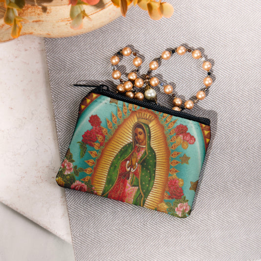 Personalized Our Lady of Guadalupe Tapestry Rosary Pouch