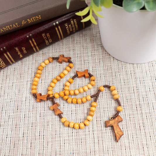 Franciscan Tau Cross Wooden Rosary