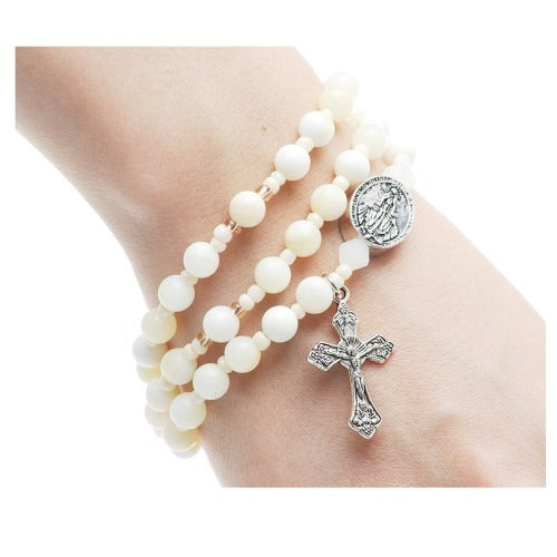 White Jasper Style Rosary Wrap Bracelet