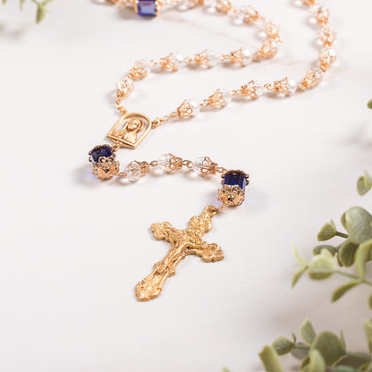 Queenship of Mary Crystal & Blue Rosary
