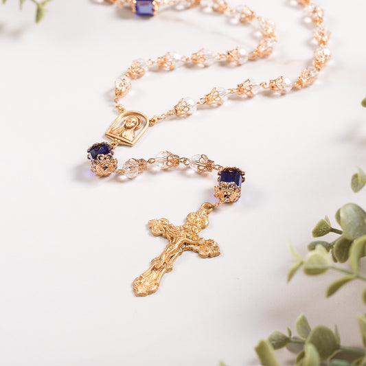 Queenship of Mary Crystal & Blue Rosary