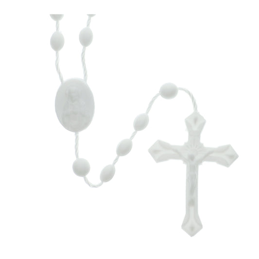 White Plastic Rosaries - Pkg of 100