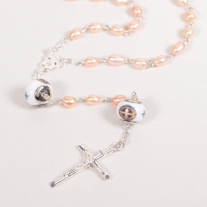 Italian Freshwater Pearl St. Benedict Cross Rosary