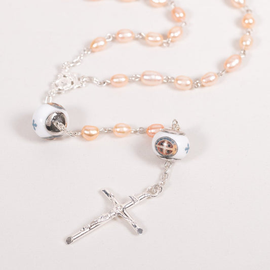 Italian Freshwater Pearl St. Benedict Cross Rosary