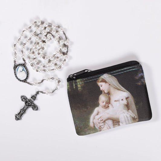 Mother's Kiss Cameo Rosary & L' Innocence Rosary Pouch Gift Set