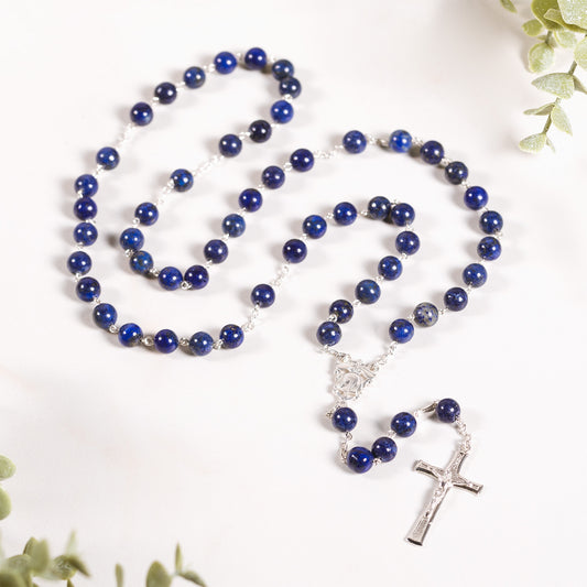Italian Sterling Silver Blue Gemstone Rosary