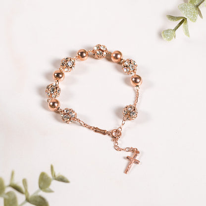 Italian Pavé Rose Gold Rosary Bracelet – - Main Image