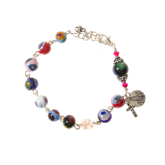 Sterling & Murano Glass Rosary Bracelet