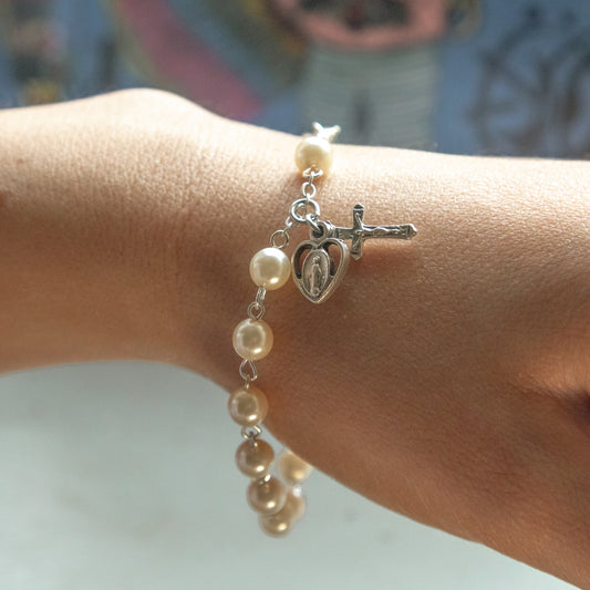 Pearl Adult Rosary Bracelet
