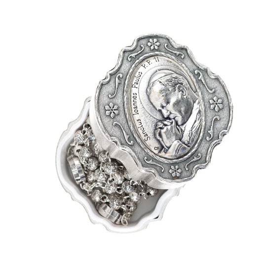 Pope Saint John Paul II Rosary Box with Rosary