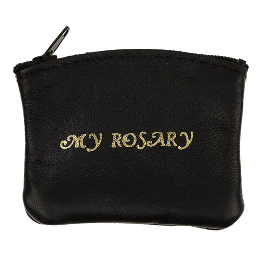 Black Leather Rosary Pouch-Small