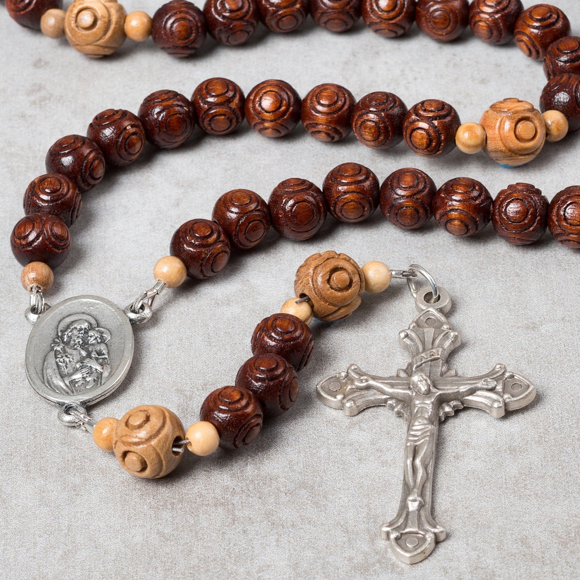 Joseph Wood Bead Rosary – - Main Image