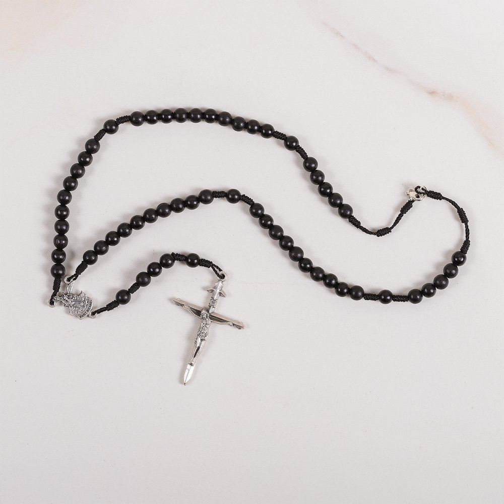 St. Michael Black Rosary Necklace
